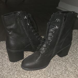 Black Lace-Up Ankle Boots